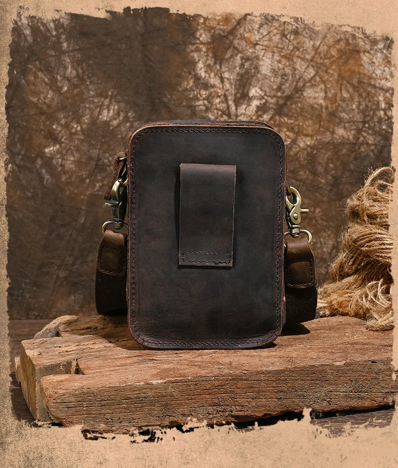 Belt Pouch Leather Cell Phone Holster Cell Phone Purse Crossbody Leather Belt Bag for Men
