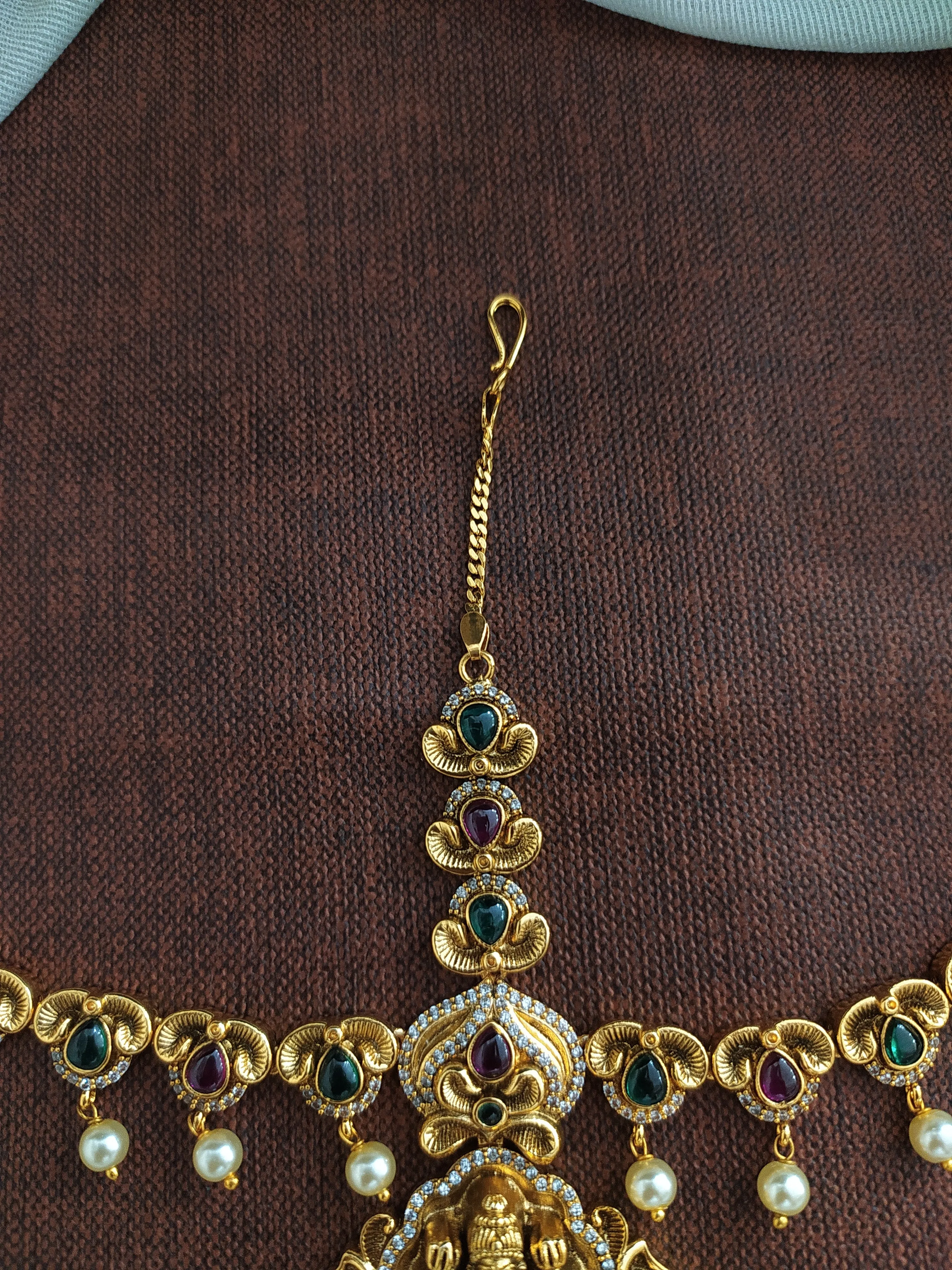 Bestow Divine Blessings Of The Lakshmi Ji Kemp Stone Antique Tikka Set