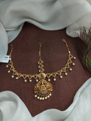 Bestow Divine Blessings Of The Lakshmi Ji Kemp Stone Antique Tikka Set