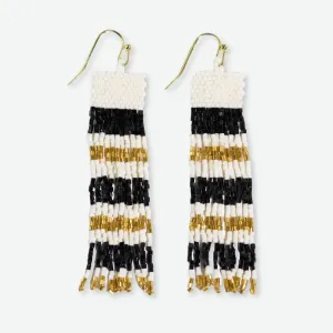Billie Mixed Horizontal Stripes Beaded Fringe Earrings