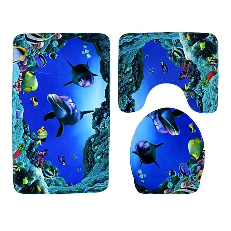 Black and White Print Bath Mat Sets