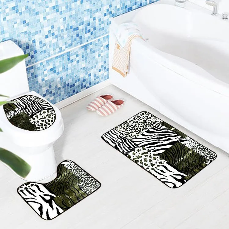 Black and White Print Bath Mat Sets