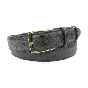 Black Carung Texture Sleek Gold Prong Belt