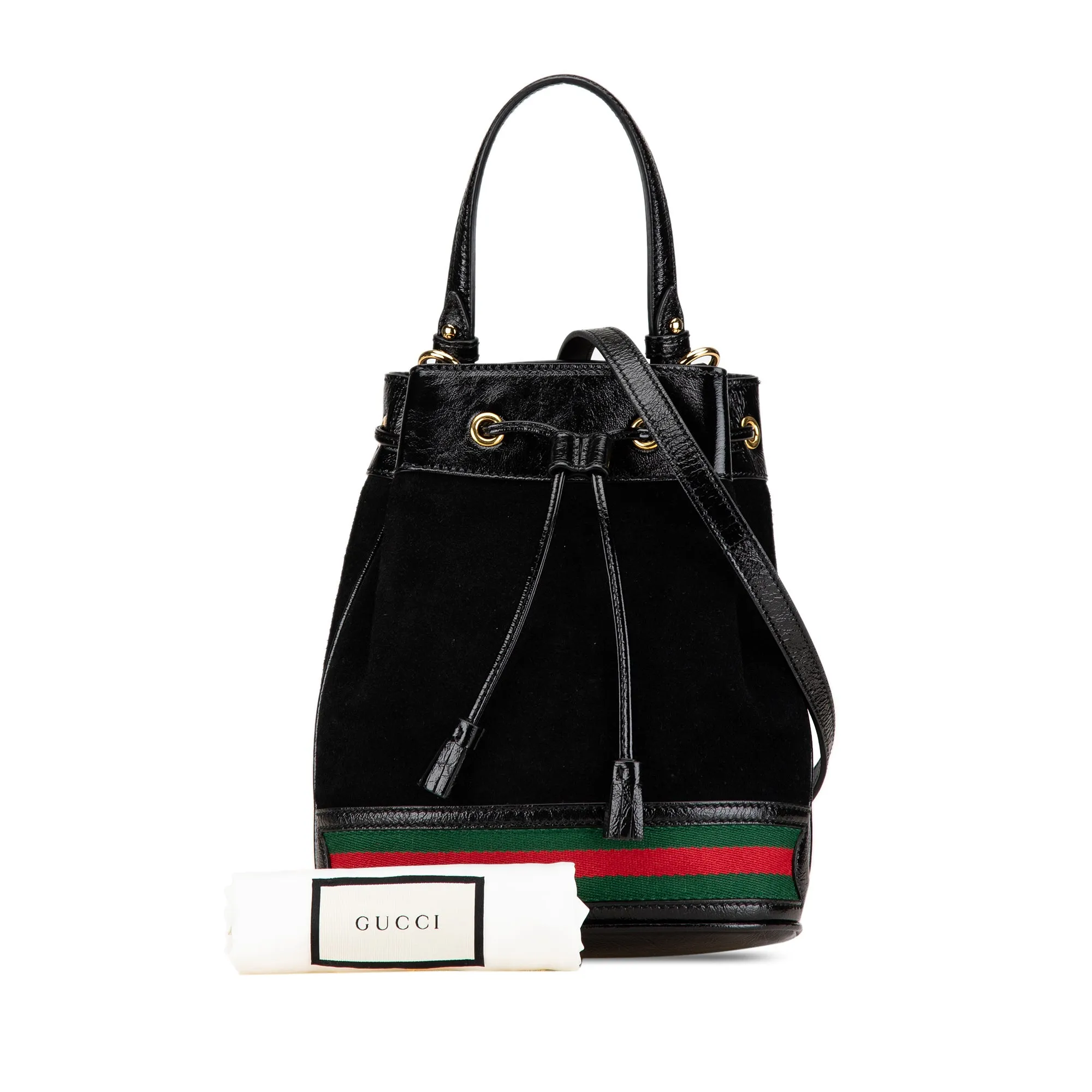 Black Gucci Small Suede Ophidia Bucket Bag