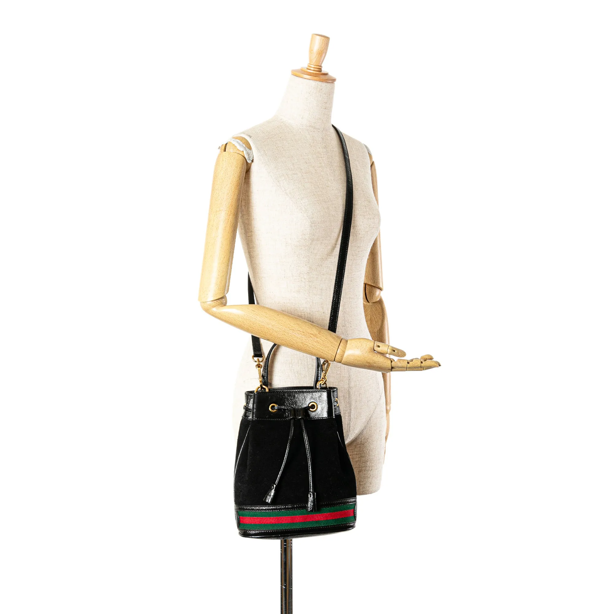 Black Gucci Small Suede Ophidia Bucket Bag
