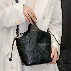 Black Leather Bucket Handbag Black Leather Bucket Bag