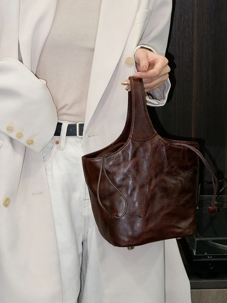 Black Leather Bucket Handbag Black Leather Bucket Bag