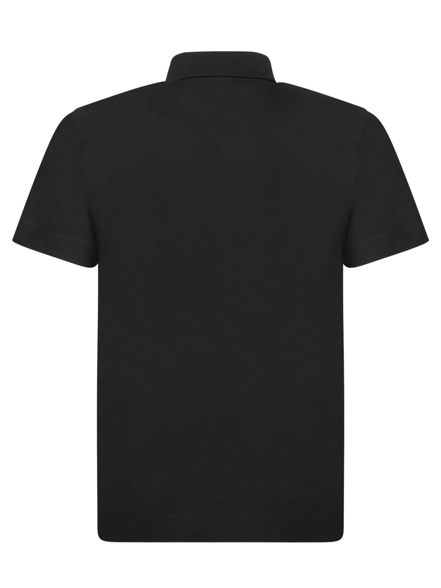 Black Piquet Polo with Leather Details
