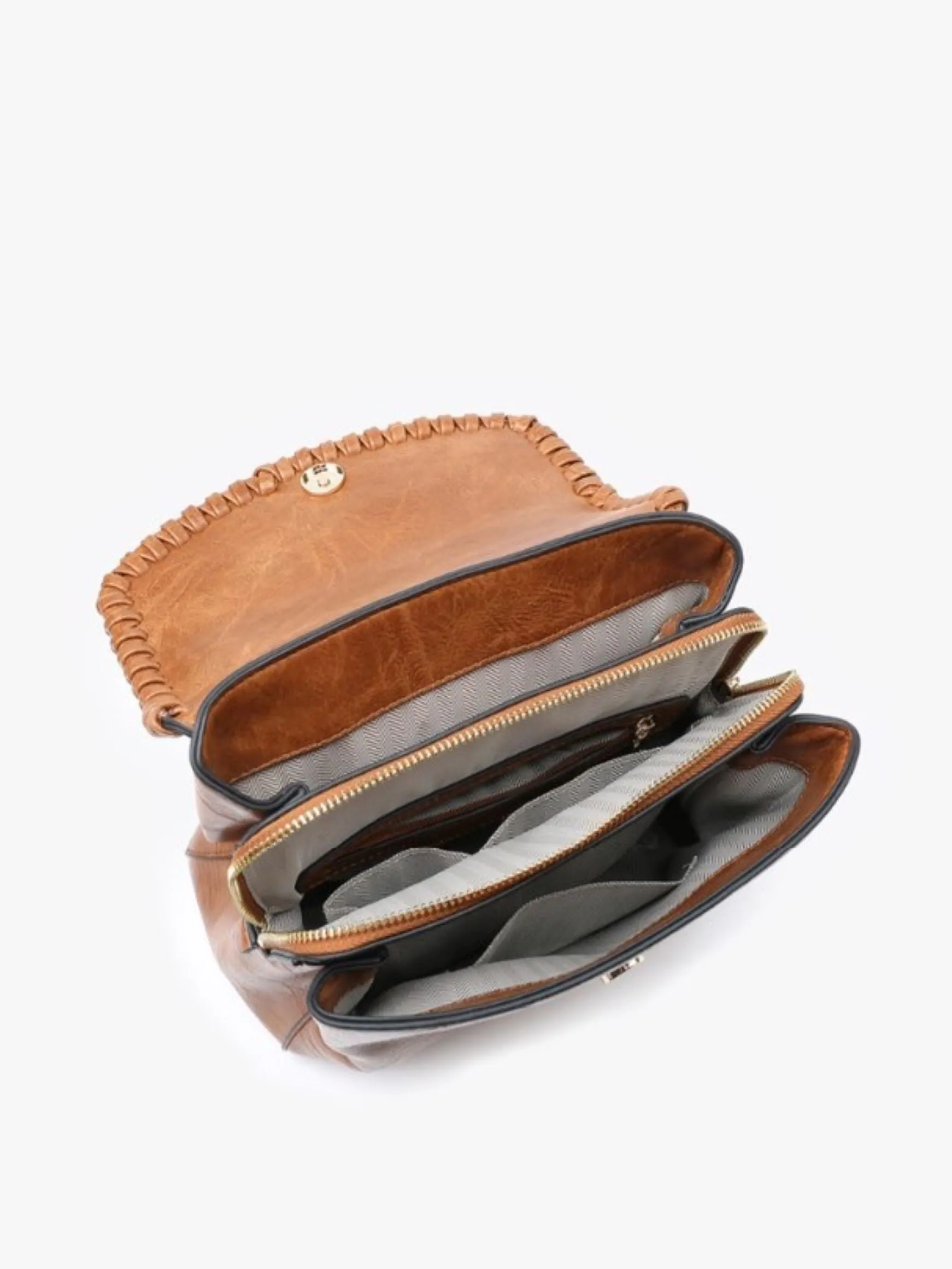 Blossom Whipstitch Backpack, Brown