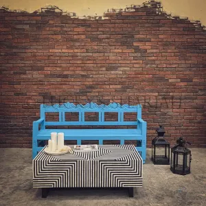 Bright Blue carevd bench