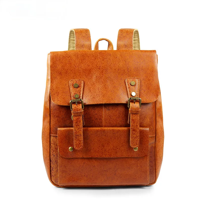 Brown Handmade Leather Retro Backpack P8175