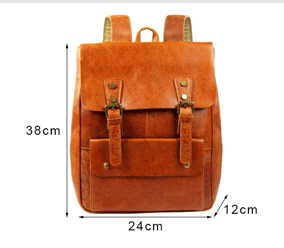 Brown Handmade Leather Retro Backpack P8175