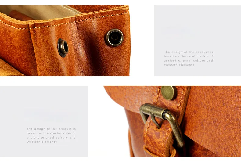 Brown Handmade Leather Retro Backpack P8175