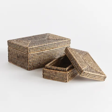 Burma Rattan Rectangular Lidded Box