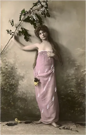 BW-22 Woman with Branch - Vintage Image