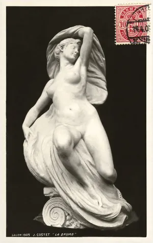 BW-35 Sculpture of Woman with Drape, the Mist - Vintage Image