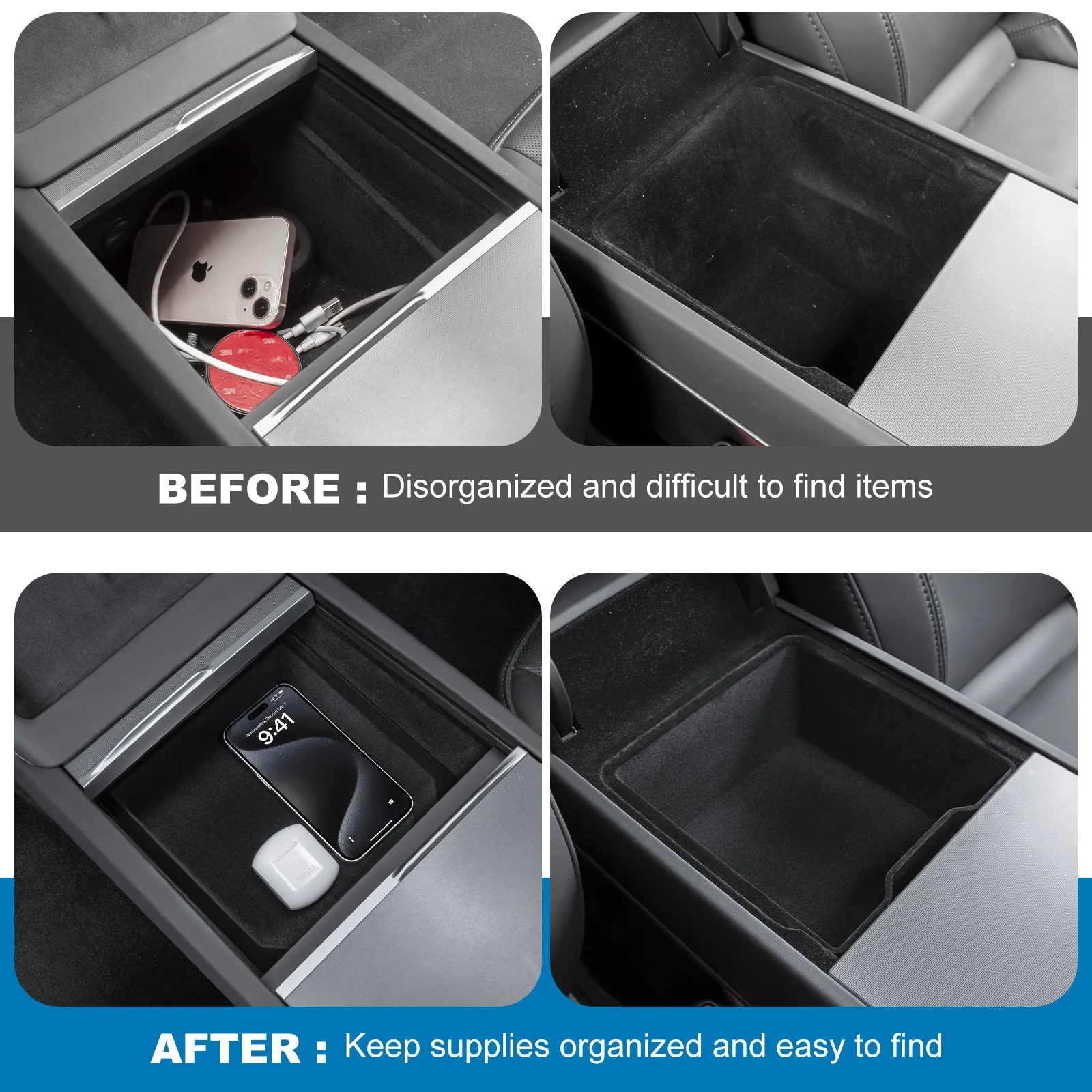 Center Console Organizer Storage Box for 2024 Tesla Model 3 Highland Accessories
