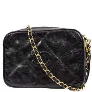 Chanel * 1986-1988 Black Lizard Mini Camera Bag