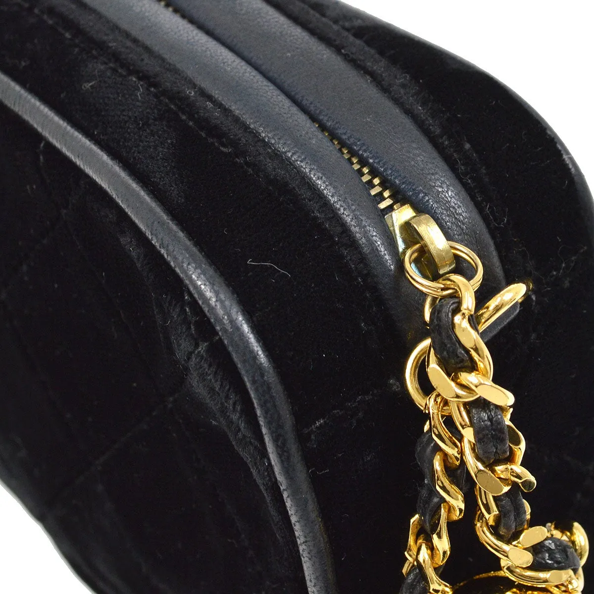 CHANEL 1991-1994 Black Velvet Camera Bag Mini 22006