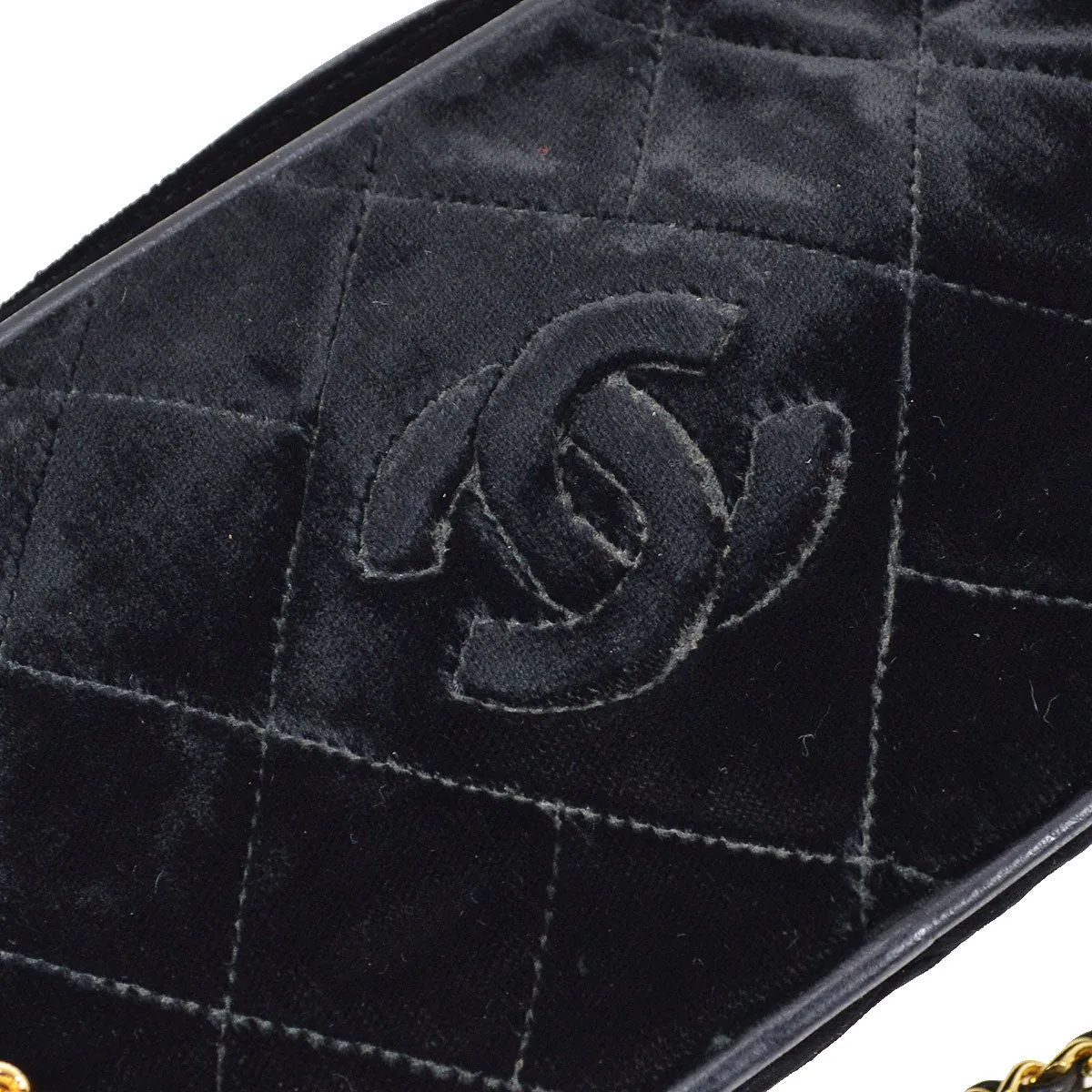 CHANEL 1991-1994 Black Velvet Camera Bag Mini 22006