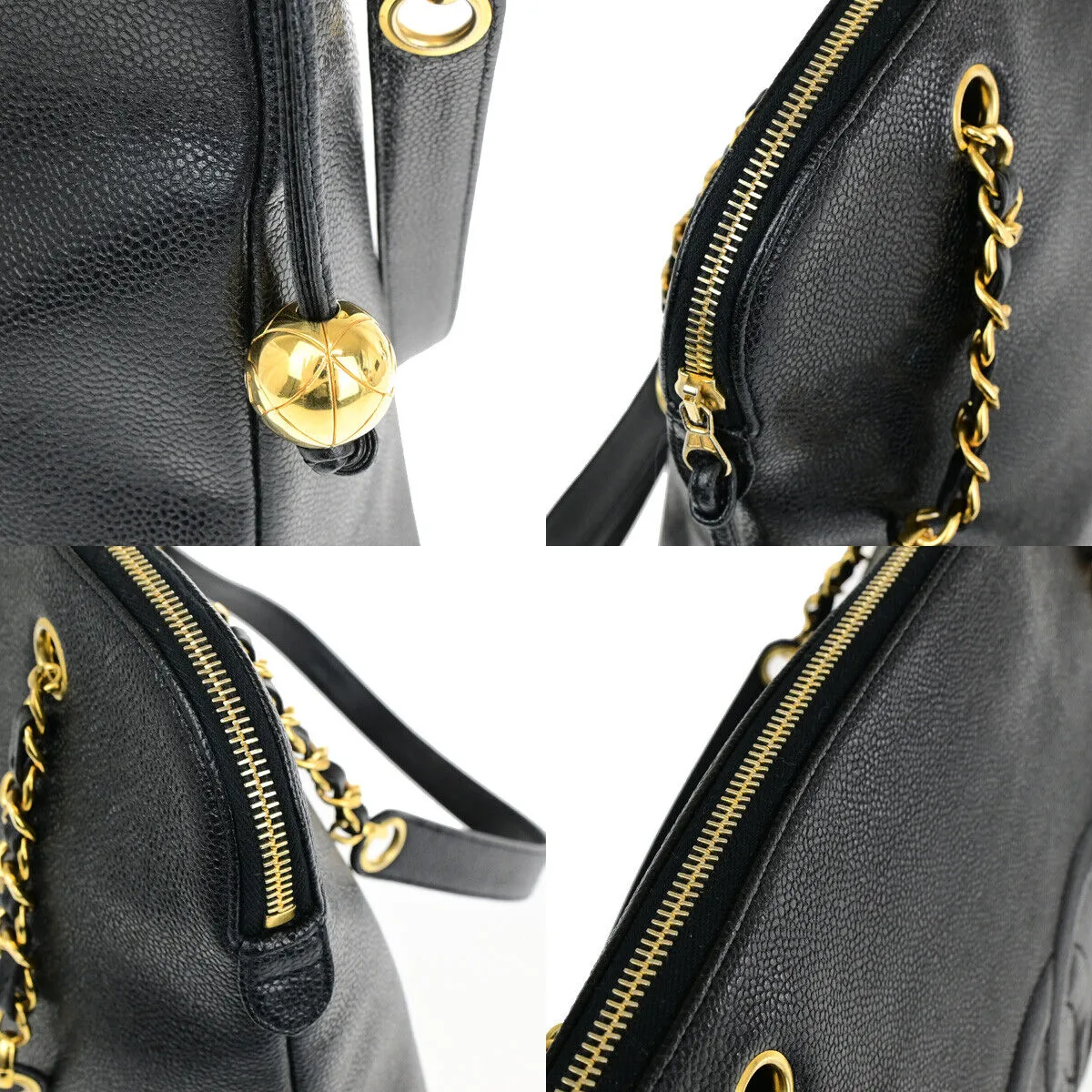 Chanel Cc Logo Chain Shoulder Bag Caviar