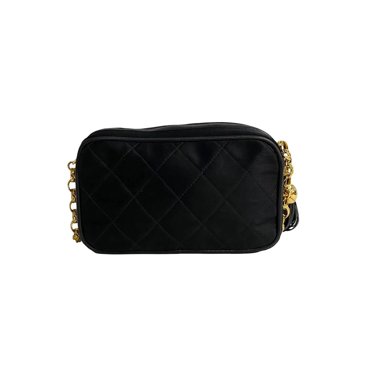 Chanel CC Quilted Satin Fringe Mini Bag Canvas Crossbody Bag in Excellent condition