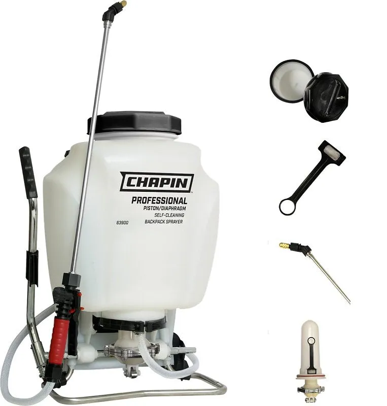 CHAPIN 63900 Backpack Sprayer, 4 gal Tank, Poly Tank, 25 ft Horizontal, 23 ft Vertical Spray Range, 48 in L Hose :EA: QUANTITY: 1