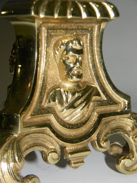 Charming 23" Pair of Brass Alter Candlesticks, Baroque style, early 1900s