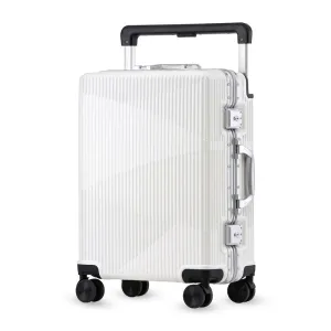 Clownfish Aeroglide Series Trolley Bags for Travel | Suitcase for Travel | Cabin Trolley Bags Luggage Bags | Polycarbonate | 41 litres | Metallic White