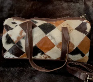 Cowhide Travel Bag Patchwork