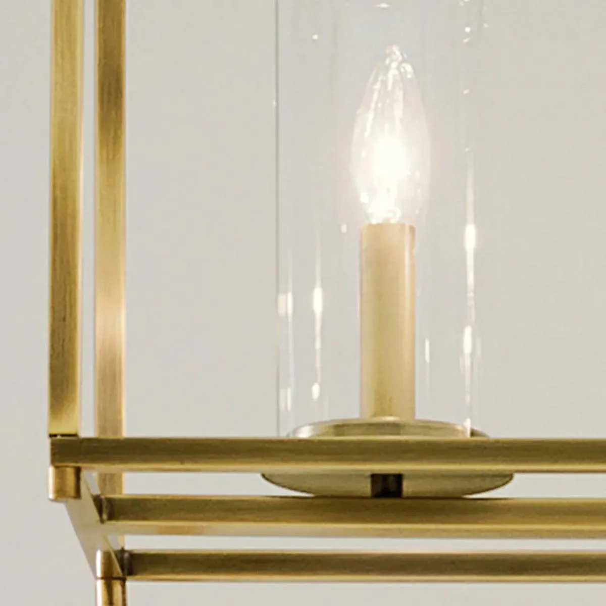 Crosby 42" 5-Light Linear Chandelier with Clear Glass, Natural Brass Finish