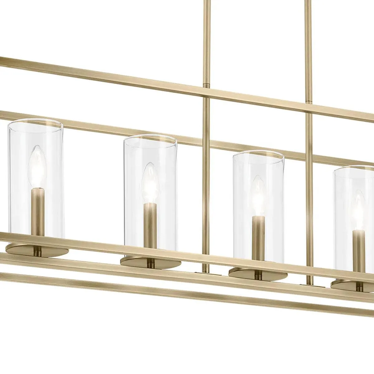 Crosby 42" 5-Light Linear Chandelier with Clear Glass, Natural Brass Finish
