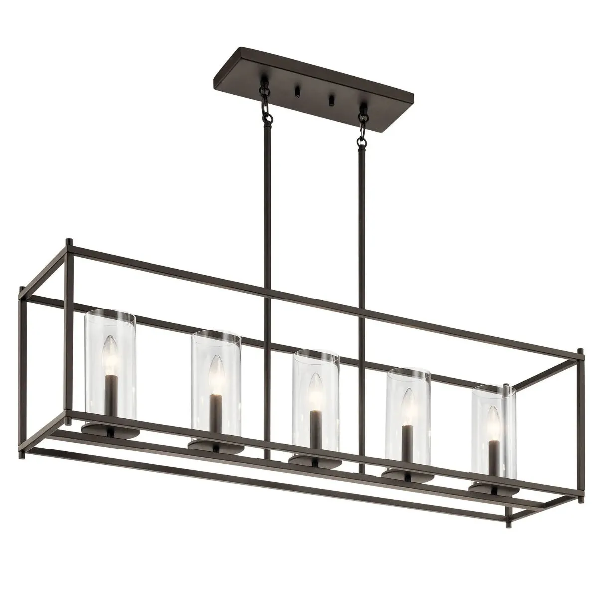 Crosby 42" 5-Light Linear Chandelier with Clear Glass, Olde bronze Finish