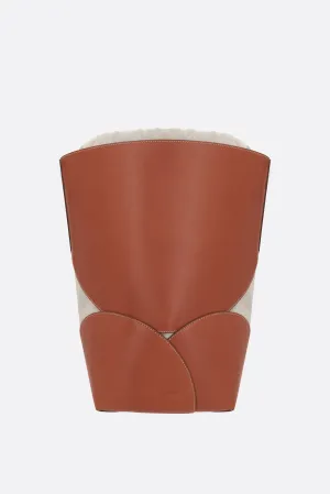 Curve medium smooth leather and canvas bucket bag
