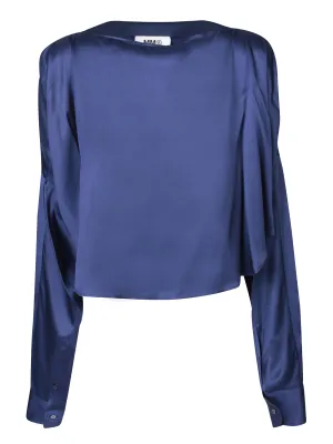 Cut-out details blue blouse