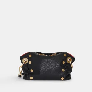 DANIEL CROSSBODY CLUTCH SML - Black/Brushed Gold Red Zip
