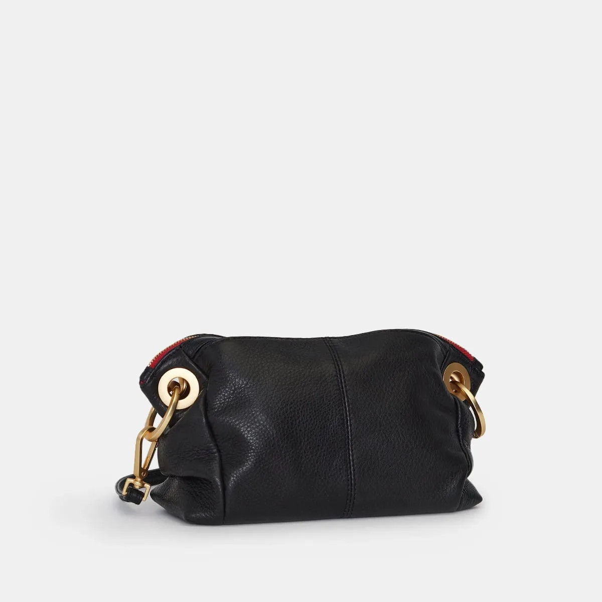 DANIEL CROSSBODY CLUTCH SML - Black/Brushed Gold Red Zip