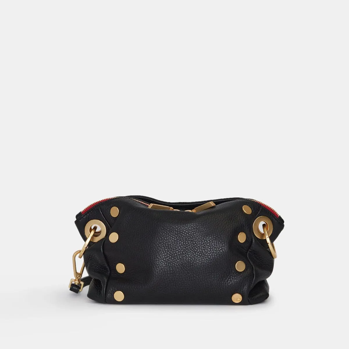 DANIEL CROSSBODY CLUTCH SML - Black/Brushed Gold Red Zip