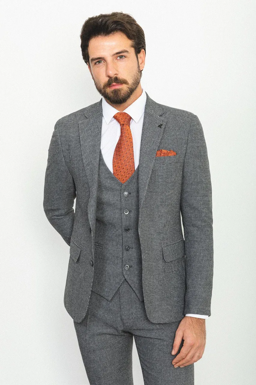 Dark Gray Slim Fit Notch Lapel 3 Piece Men&#039;s Suit | GentWith