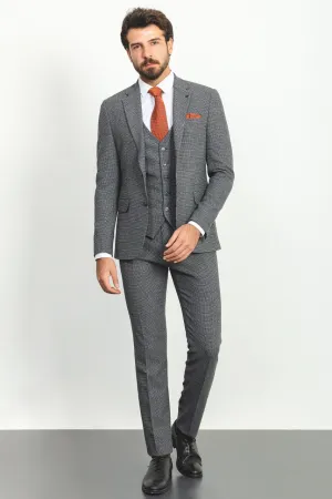 Dark Gray Slim Fit Notch Lapel 3 Piece Men&#039;s Suit | GentWith