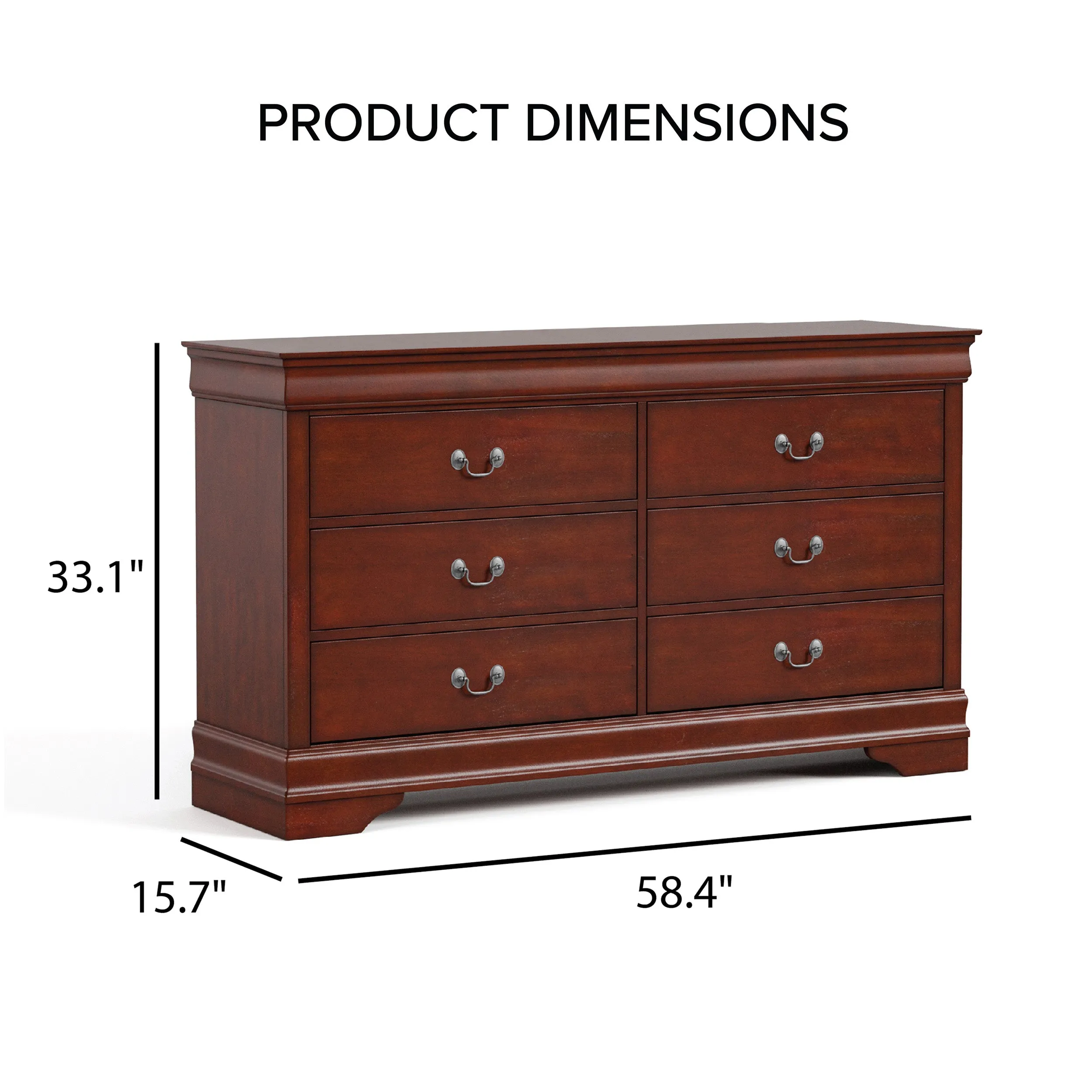 Devi Traditional Solid Wood 6-Drawer Dresser