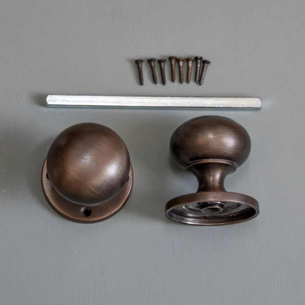 Distressed Antique Brass Large Bun Door Knobs