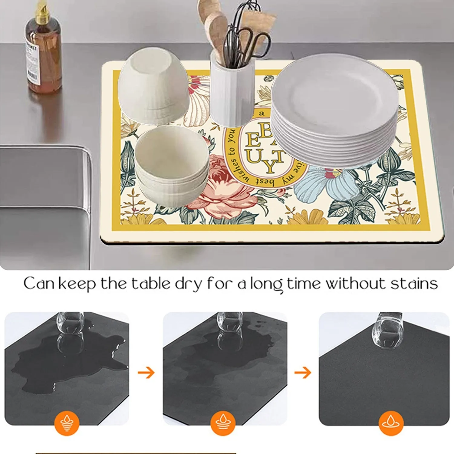 Drying Mat Kitchen Counter Rubber Coffee Bar Accessories Coffee Mats Pads