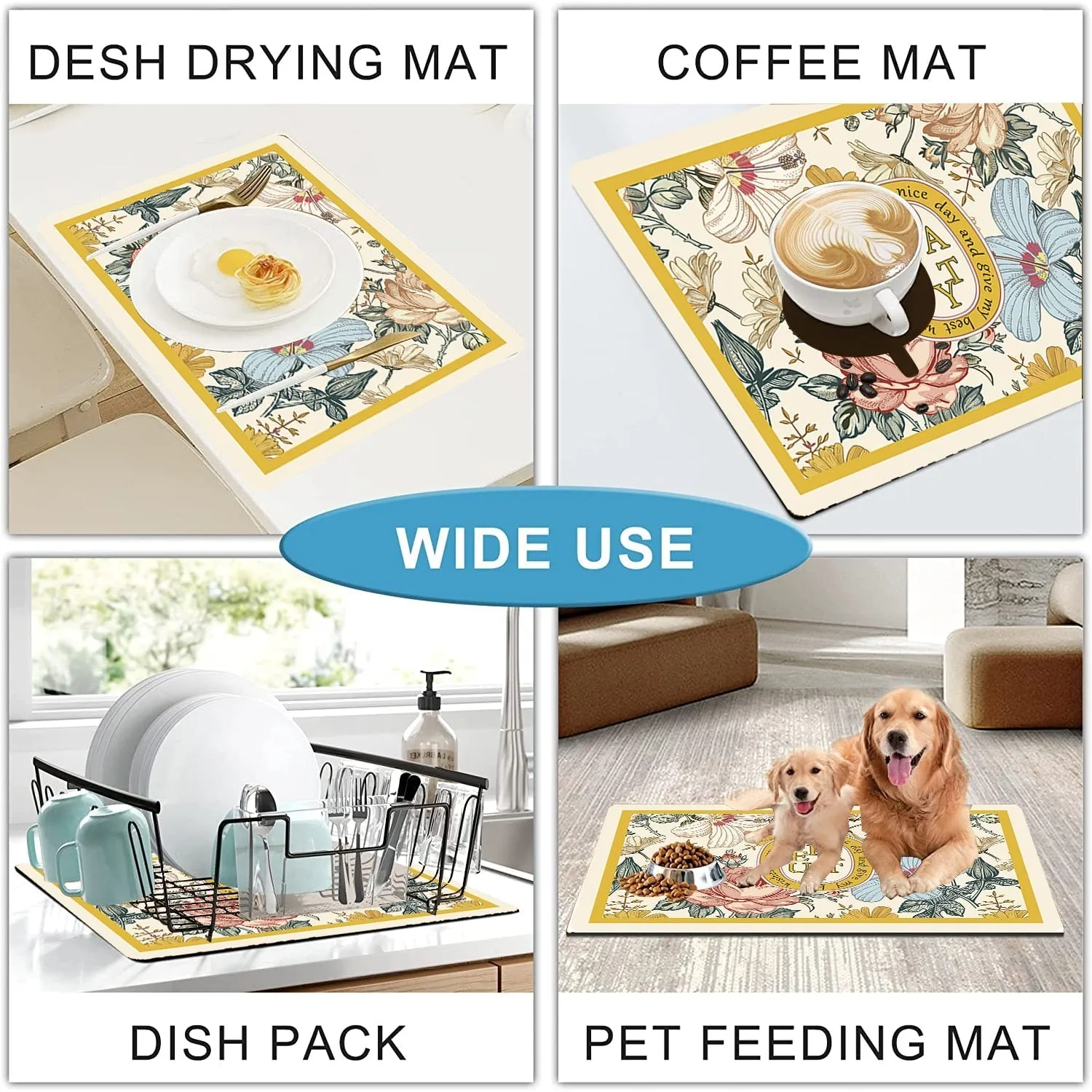 Drying Mat Kitchen Counter Rubber Coffee Bar Accessories Coffee Mats Pads