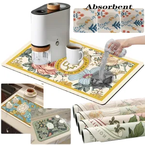Drying Mat Kitchen Counter Rubber Coffee Bar Accessories Coffee Mats Pads