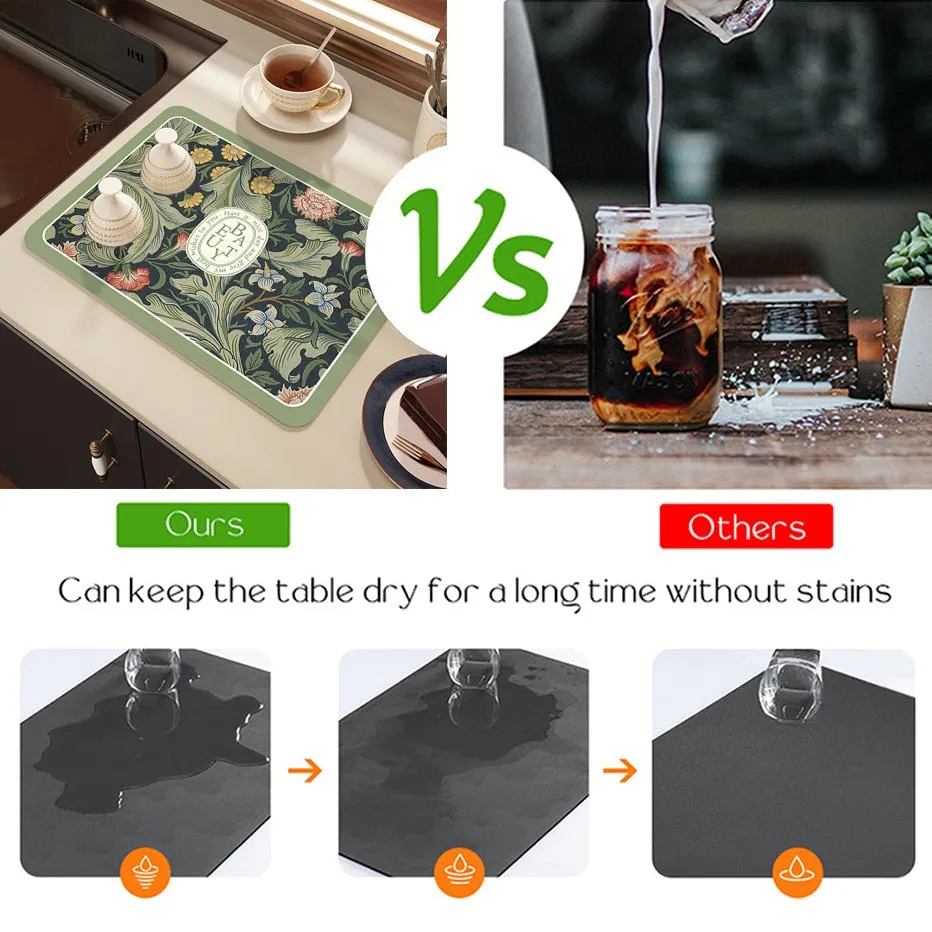 Drying Mat Kitchen Counter Rubber Coffee Bar Accessories Coffee Mats Pads