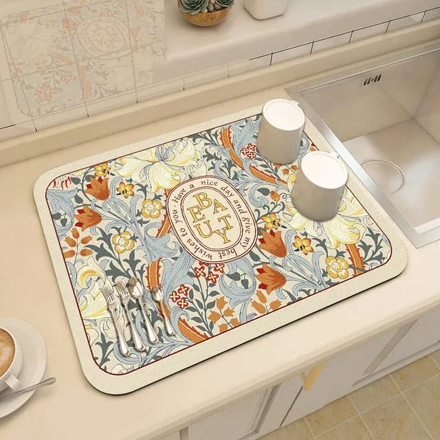 Drying Mat Kitchen Counter Rubber Coffee Bar Accessories Coffee Mats Pads