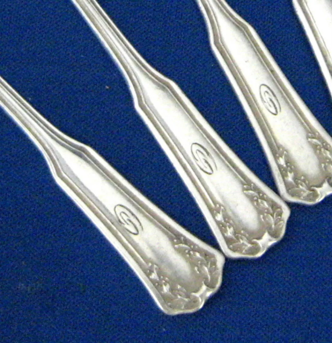 Edwardian Wallace Silver Laurel Butter Spreaders Antique Set Of 6 Initial O