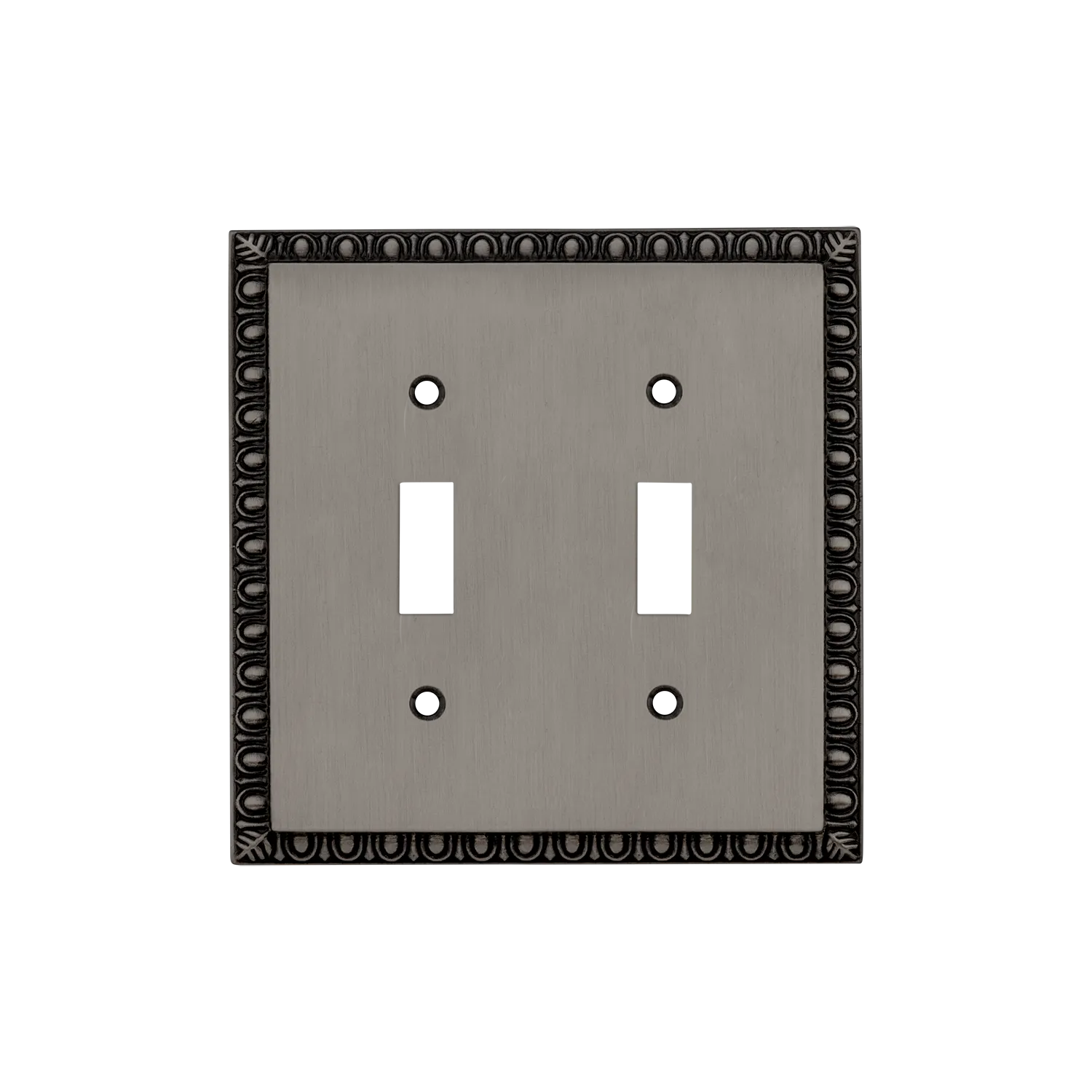 Egg & Dart Switch Plate with Double Toggle in Antique Pewter