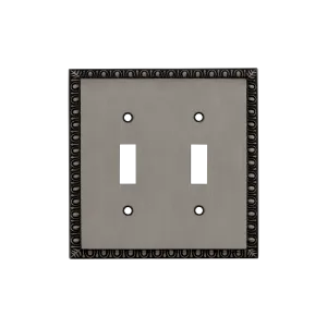 Egg & Dart Switch Plate with Double Toggle in Antique Pewter